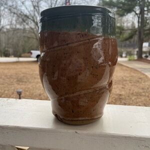 Handcrafted Brown and Green Ceramic Vase